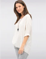 Manteaux | La maison du manteau au Québec Haut Fluide à Ourlet Asymétrique Manches 3/4 Col Rond et Collier par Froccella