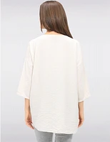 Manteaux | La maison du manteau au Québec Haut Fluide à Ourlet Asymétrique Manches 3/4 Col Rond et Collier par Froccella