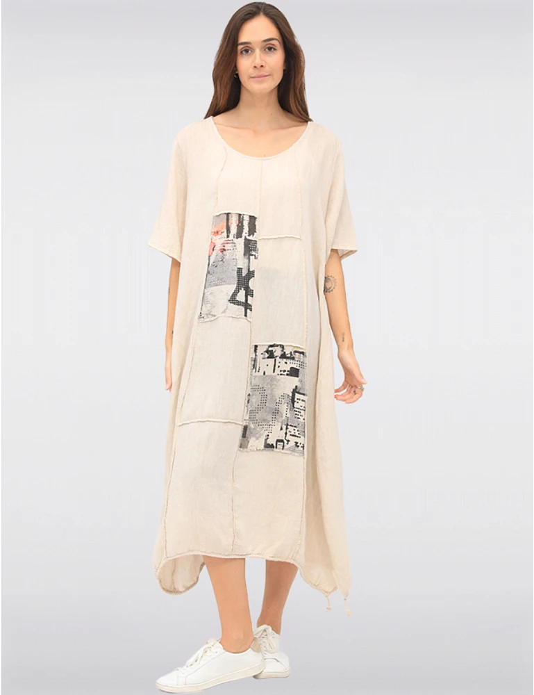 Manteaux | La maison du manteau au Québec Robe Maxi Patchwork en Lin-Coton à Ourlet Bouffant Ajustable par Froccella