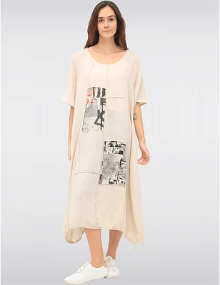 Manteaux | La maison du manteau au Québec Robe Maxi Patchwork en Lin-Coton à Ourlet Bouffant Ajustable par Froccella