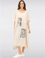 Manteaux | La maison du manteau au Québec Robe Maxi Patchwork en Lin-Coton à Ourlet Bouffant Ajustable par Froccella