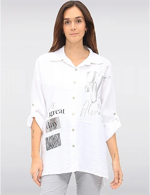Manteaux | La maison du manteau au Québec Chemise Décontractée à Boutonnage avec Détail Graphique Métallique par Froccella
