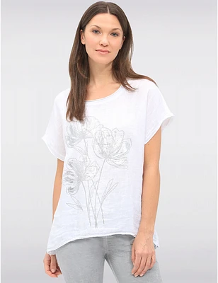 Haut Lin Motif Fleurs Froccella