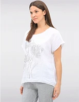 Haut Lin Motif Fleurs Froccella