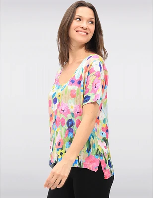 Haut Tricot Col Bateau Fleuri par Froccella