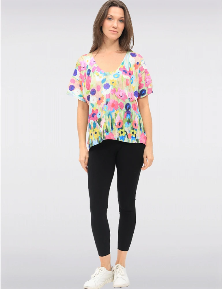 Haut Tricot Col Bateau Fleuri par Froccella