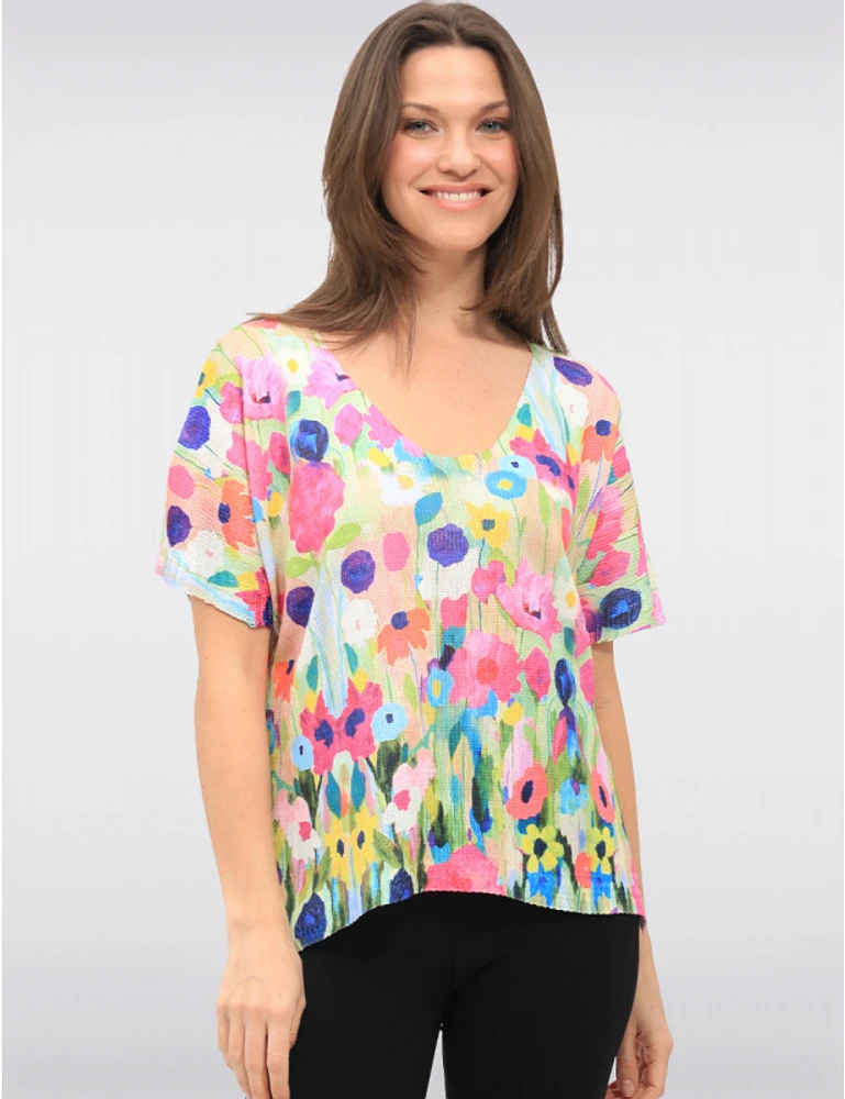 Haut Tricot Col Bateau Fleuri par Froccella