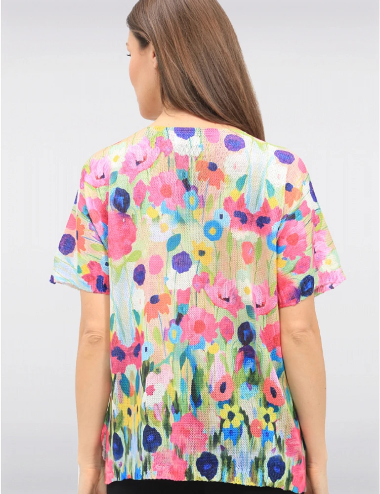 Haut Tricot Col Bateau Fleuri par Froccella