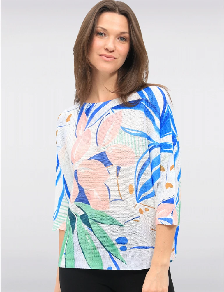 Haut Imprimé Floral Manches Dolman par Froccella