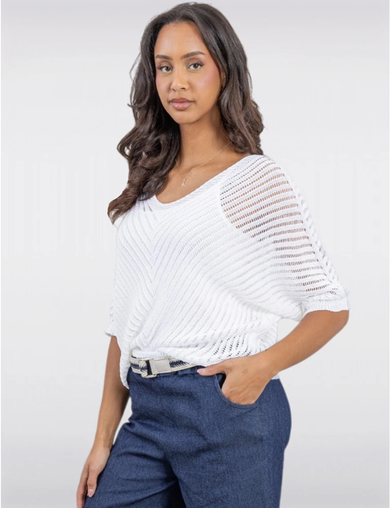 Haut Tricot Crochet Élégant par Froccella