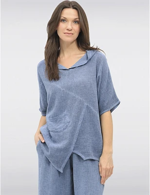 Haut Asymétrique Coton-Lin à Capuche par Froccella