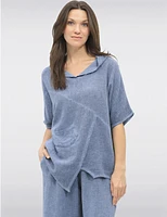 Haut Asymétrique Coton-Lin à Capuche par Froccella
