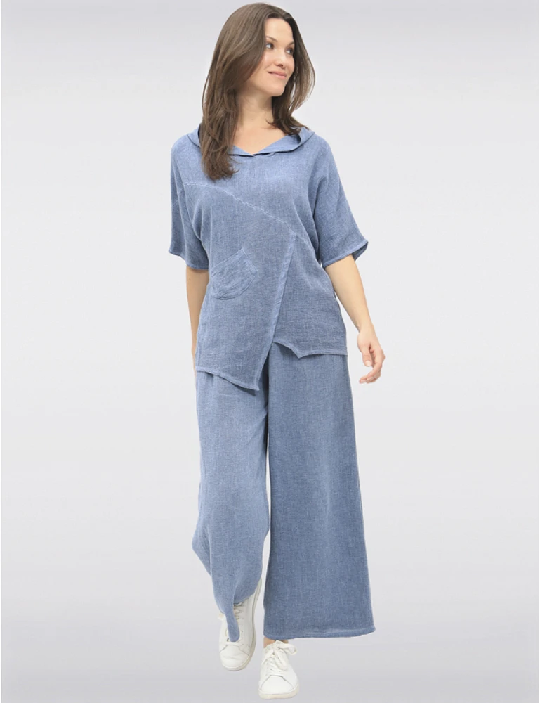 Haut Asymétrique Coton-Lin à Capuche par Froccella