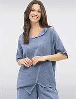 Haut Asymétrique Coton-Lin à Capuche par Froccella