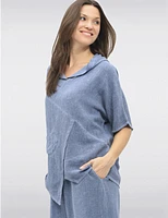 Haut Asymétrique Coton-Lin à Capuche par Froccella