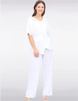 Manteaux | La maison du manteau au Québec Pantalon Décontracté à Jambe Large en Mélange Coton-Lin par Froccella