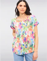 Manteaux | La maison du manteau au Québec Haut Fluide En Multi-Couleur Abstrait à Manche Cap Avec Ourlet Replié par Ninety