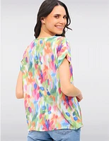 Manteaux | La maison du manteau au Québec Haut Fluide En Multi-Couleur Abstrait à Manche Cap Avec Ourlet Replié par Ninety
