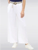 Manteaux | La maison du manteau au Québec Pantalon Décontracté à Jambe Ample en Lin avec Ceinture Boucle par Froccella