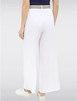 Manteaux | La maison du manteau au Québec Pantalon Décontracté à Jambe Ample en Lin avec Ceinture Boucle par Froccella