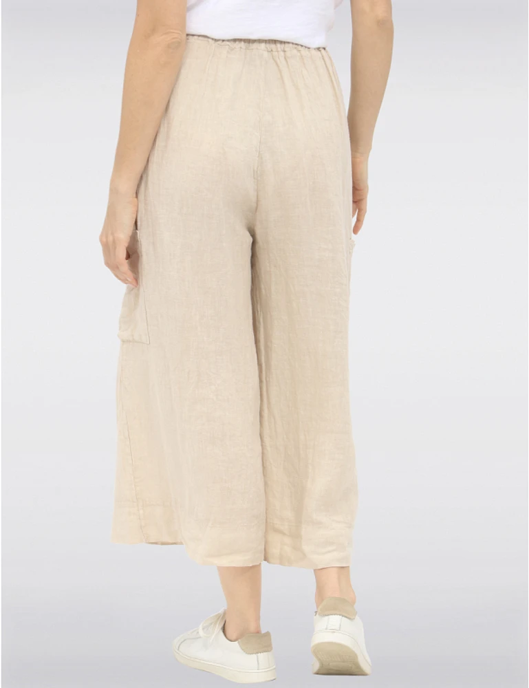 Manteaux | La maison du manteau au Québec Pantalon Large Décontracté en Lin à Taille Haute Ceinturé Nouer par Froccella