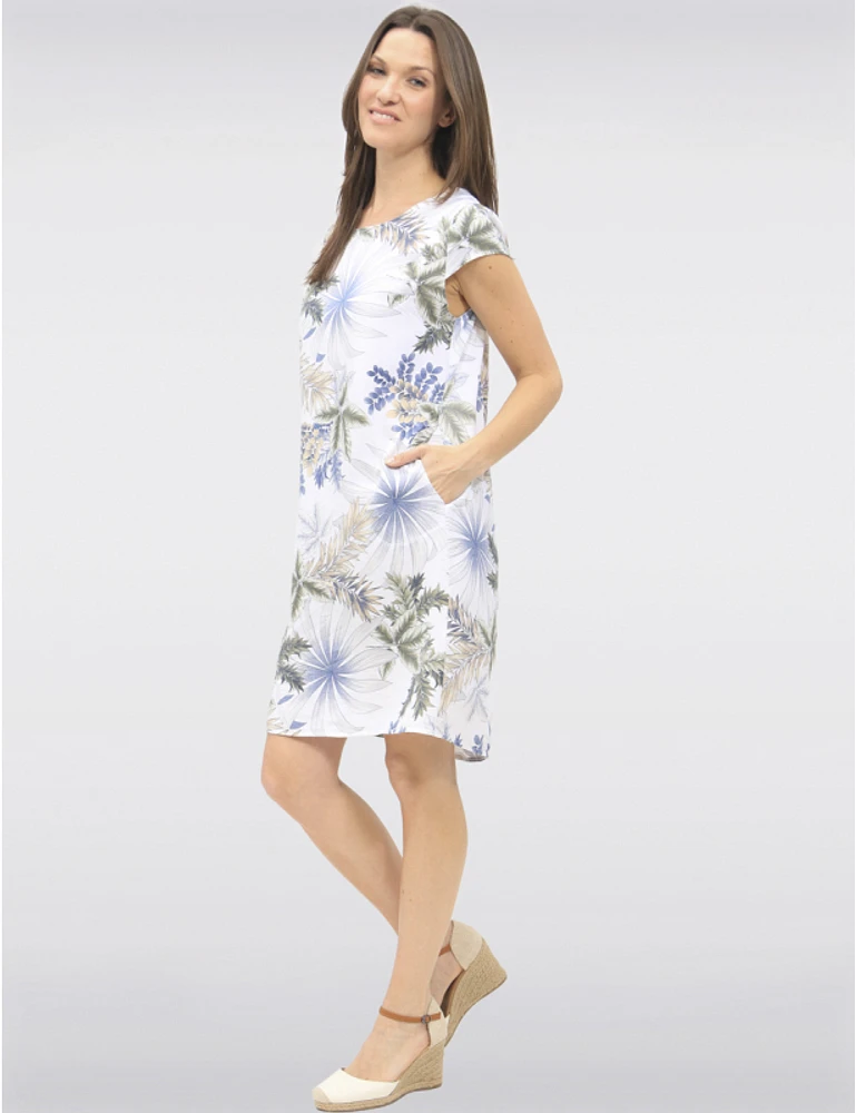 Manteaux Manteaux | La maison du manteau au Québec Robe Midi Élégante Imprimé Floral en Mélange de Lin Léger par Froccella