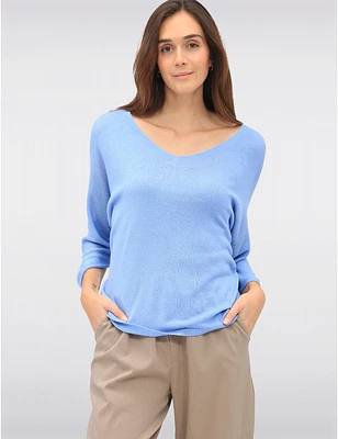 Haut Élégant Col V Manches Dolman par Froccella