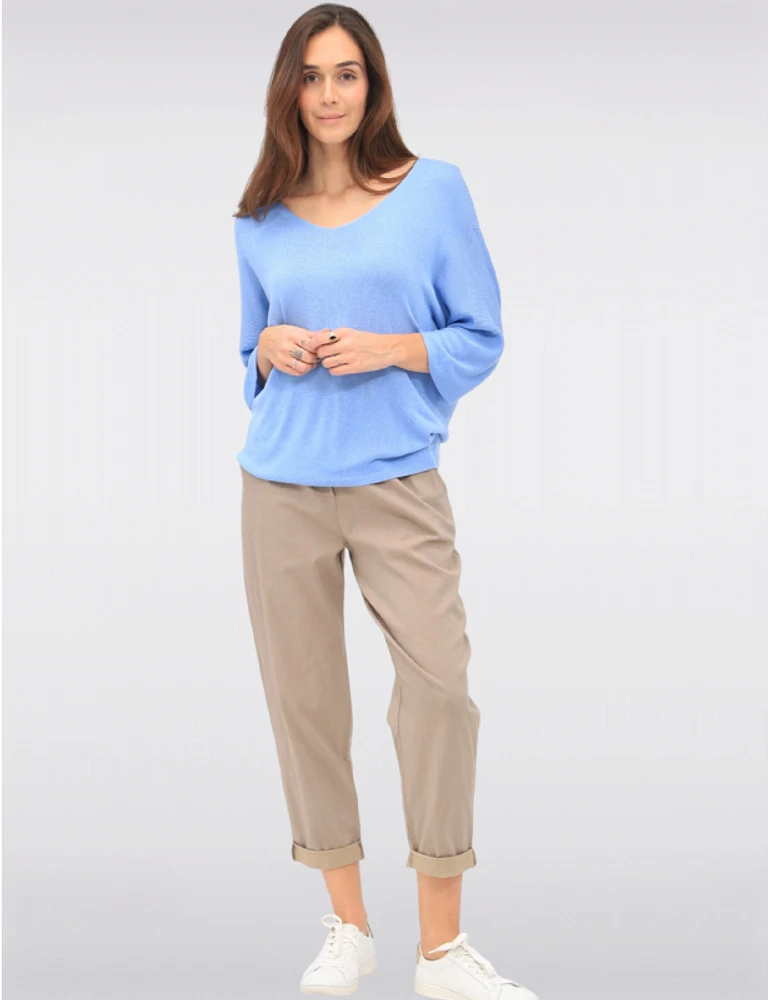 Haut Élégant Col V Manches Dolman par Froccella
