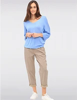 Haut Élégant Col V Manches Dolman par Froccella