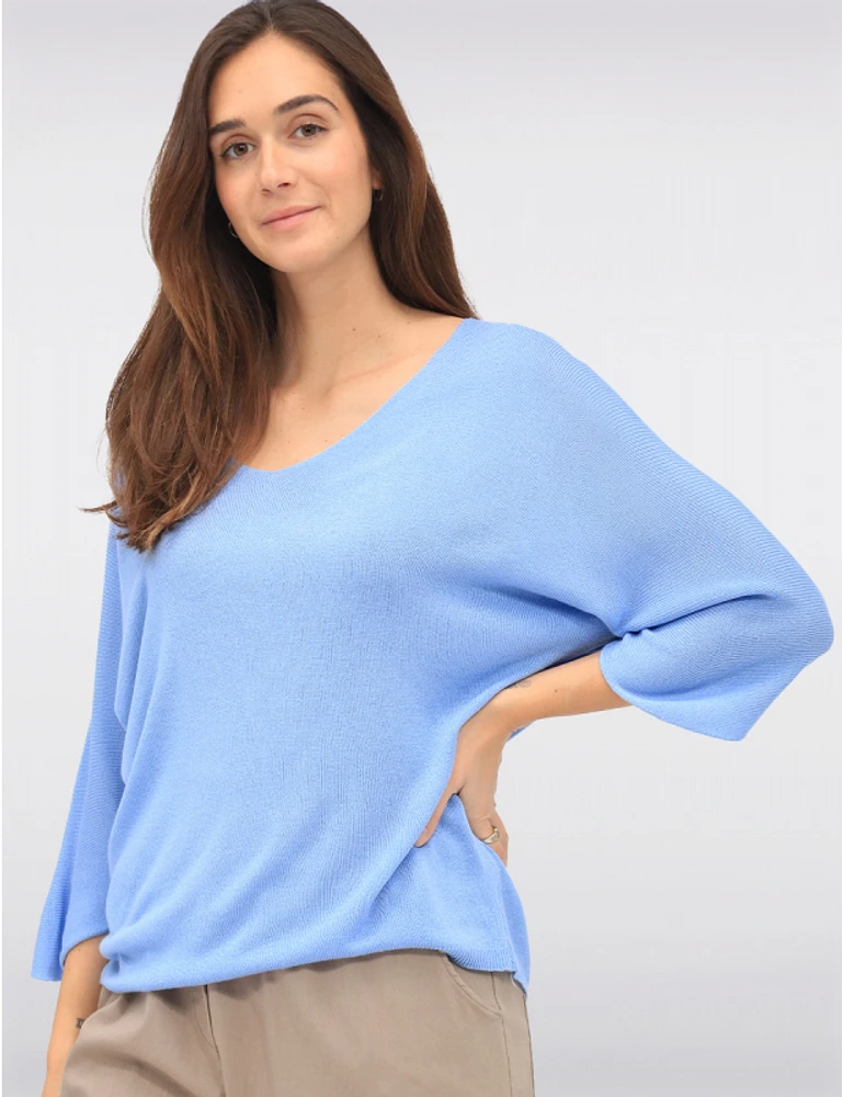 Haut Élégant Col V Manches Dolman par Froccella