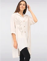 Manteaux | La maison du manteau au Québec Chemise Boutonnée 3/4 avec Applique Florale & Fentes Latérales par Froccella