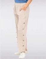 Manteaux | La maison du manteau au Québec Pantalons À Jambes Larges En Coton Et Lin Avec Boutons Latéraux par Froccella