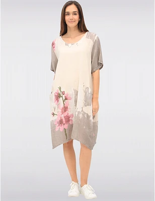Manteaux | La maison du manteau au Québec Robe Floral Ample en Lin et Coton à Manches Courtes Poches par Froccella