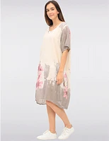 Manteaux | La maison du manteau au Québec Robe Floral Ample en Lin et Coton à Manches Courtes Poches par Froccella