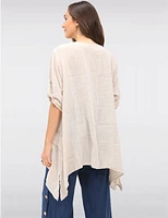 Manteaux | La maison du manteau au Québec Tunique Lin-coton à Rayures Doubles Effet Drapé & Manches Courtes par Froccella
