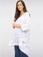 Manteaux | La maison du manteau au Québec Tunique Lin-coton Ample Imprimée avec Poches à Boutons Décoratifs par Froccella