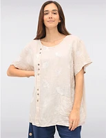 Manteaux | La maison du manteau au Québec Haut à Manches Courtes en Broderie avec Boutons Décoratifs & Poche par Froccella
