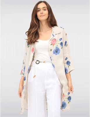 Chemise Longue en Lin Floral par Froccella