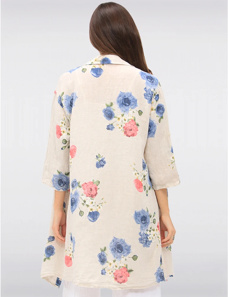 Chemise Longue en Lin Floral par Froccella