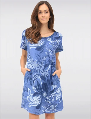 Robe Lin Manches Courtes Florale par Froccella