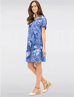Robe Lin Manches Courtes Florale par Froccella