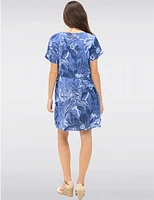 Robe Lin Manches Courtes Florale par Froccella
