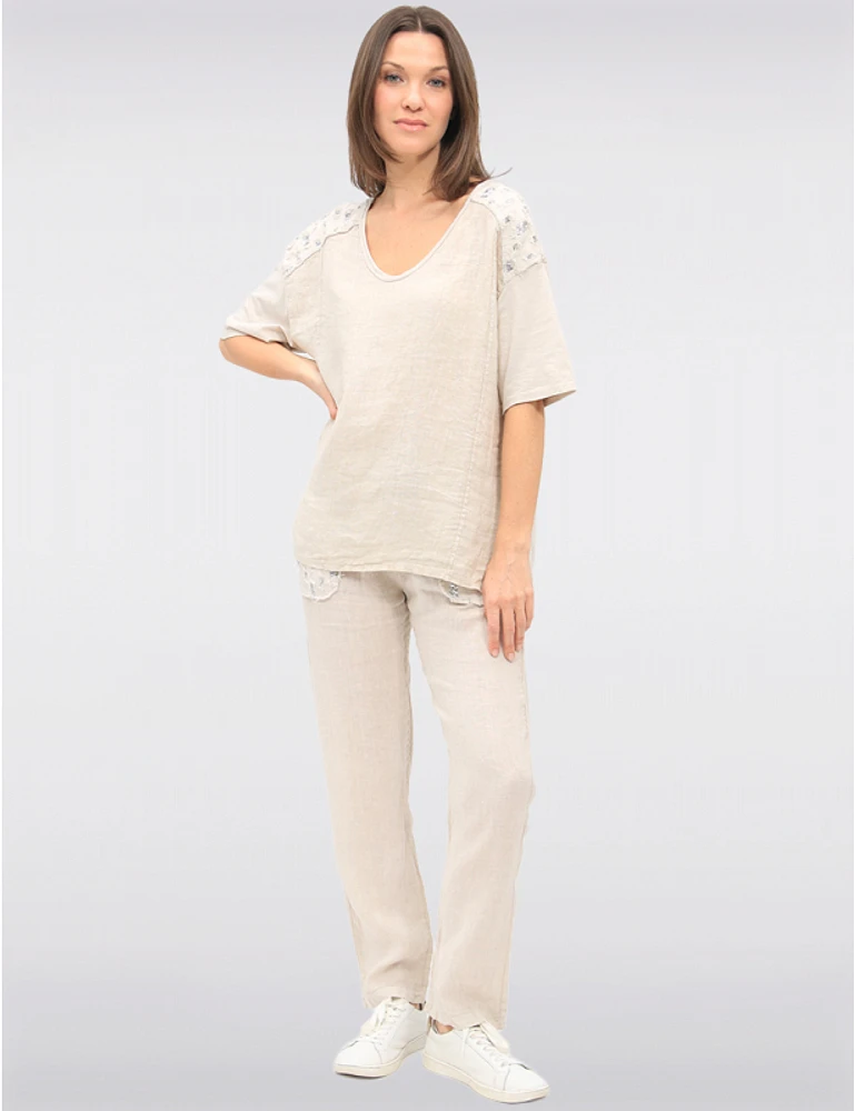 Haut V-Neck Sequins Froccella