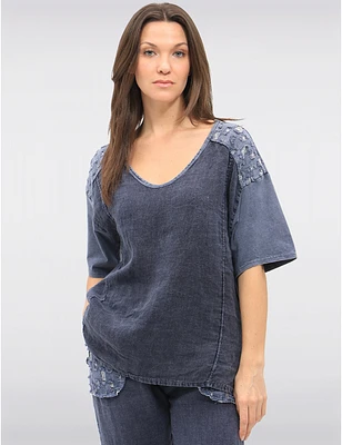 Haut V-Neck Sequins Froccella