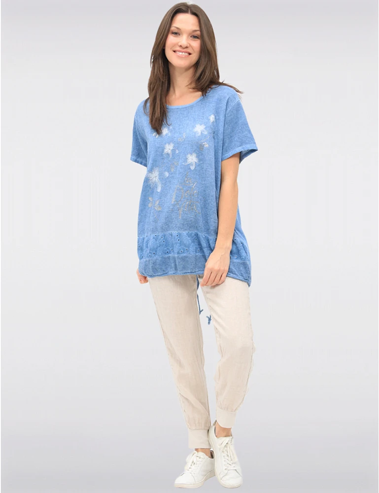 Pantalon Lin Élastique par Froccella