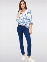 Manteaux Manteaux | La maison du manteau au Québec Blouse Boutonnée à Imprimé Rayé et Floral avec Ourlet Arrondi par Froccella