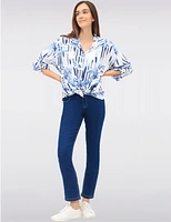 Manteaux Manteaux | La maison du manteau au Québec Blouse Boutonnée à Imprimé Rayé et Floral avec Ourlet Arrondi par Froccella