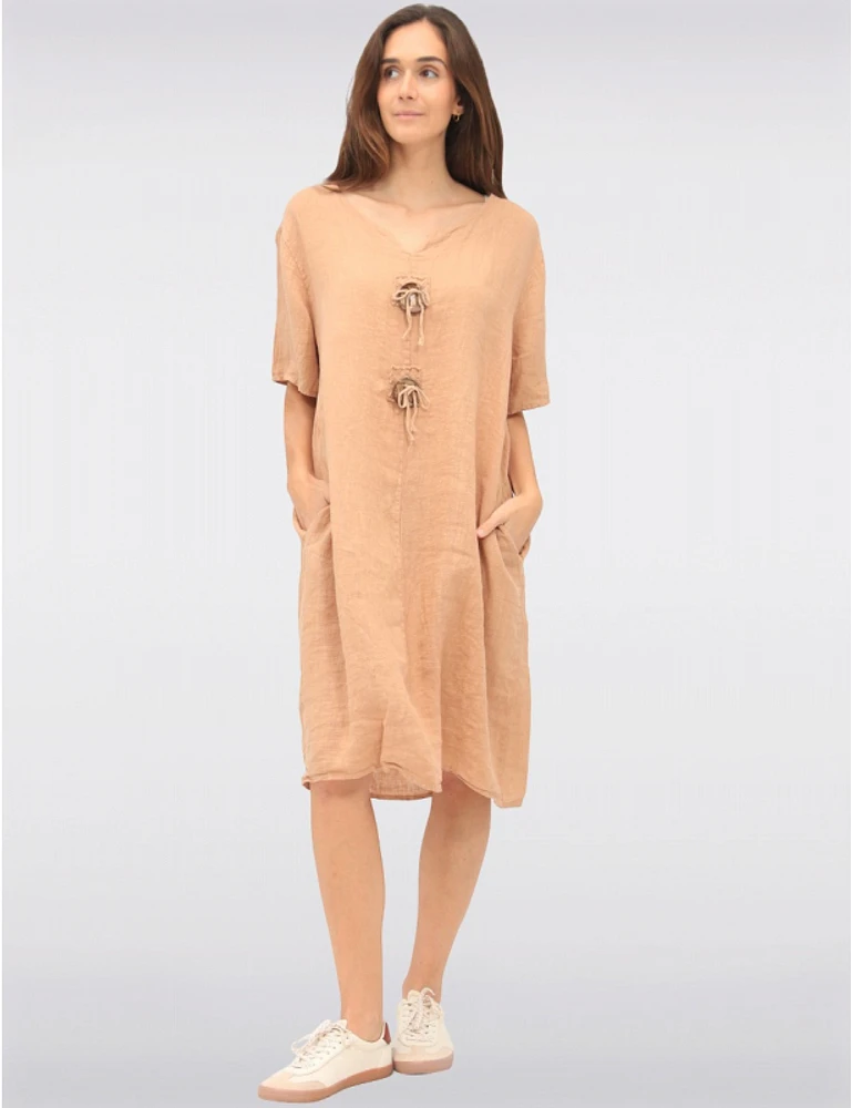 Robe Manches Courtes Lin par Froccella