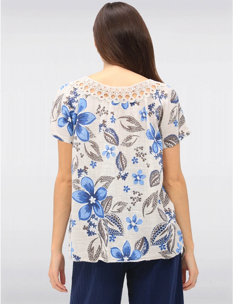 Blouse Fleurie Crochet Froccella