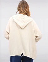 Manteaux | La maison du manteau au Québec Cardigan Ouvert à Capuche en Coton Texturé avec Cordon de Serrage par Froccella